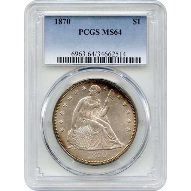 1870 $1 Liberty Seated Dollar PCGS MS64