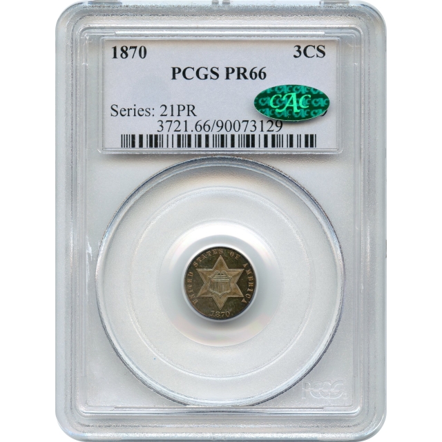 1870 3CS Three Cent Silver PCGS PR66 (CAC)