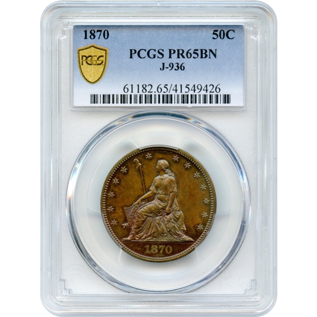 1870 50C (Barber) Liberty Seated Half Dollar Pattern, J-936 PCGS PR65BN 