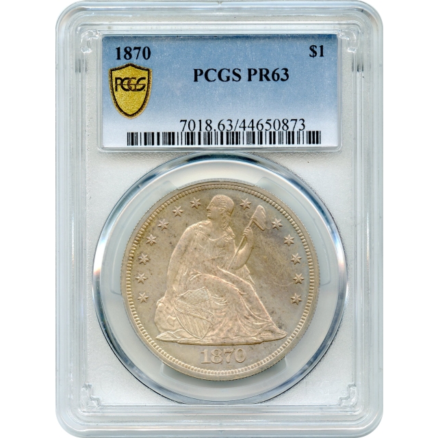 1870 $1 Liberty Seated Silver Dollar PCGS PR63