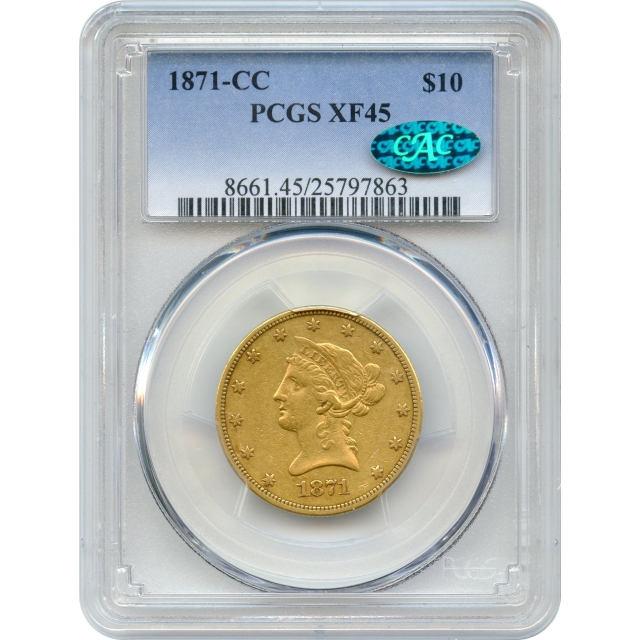 1871-CC $10 Liberty Head Eagle PCGS XF45 (CAC)