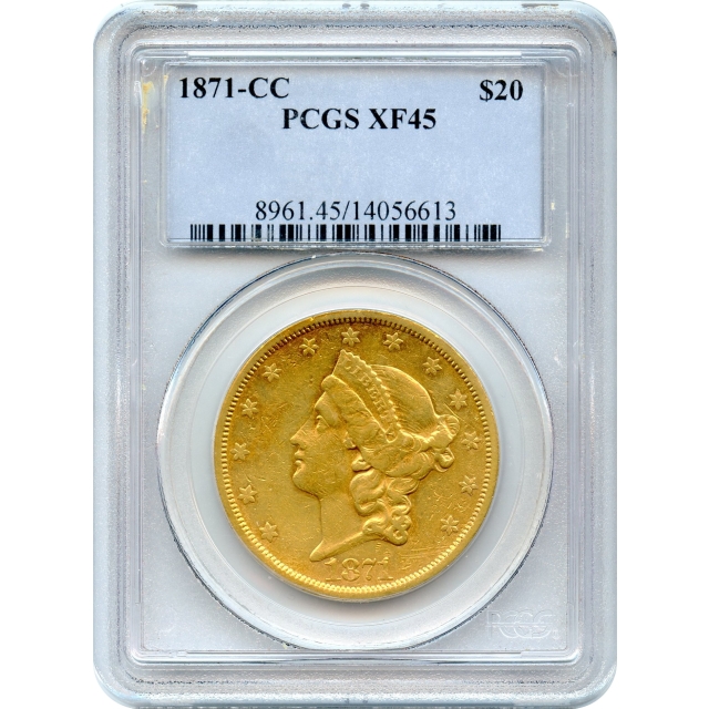 1871-CC $20 Liberty Head Double Eagle PCGS XF45