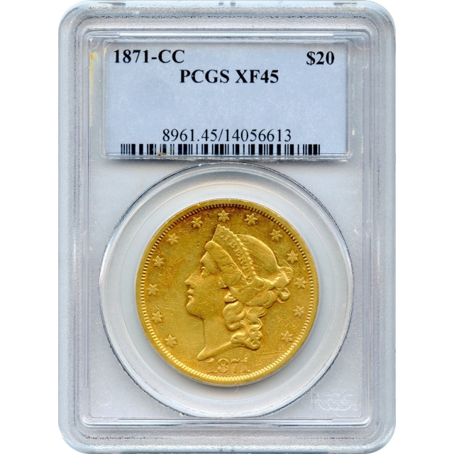 1871-CC $20 Liberty Head Double Eagle PCGS XF45