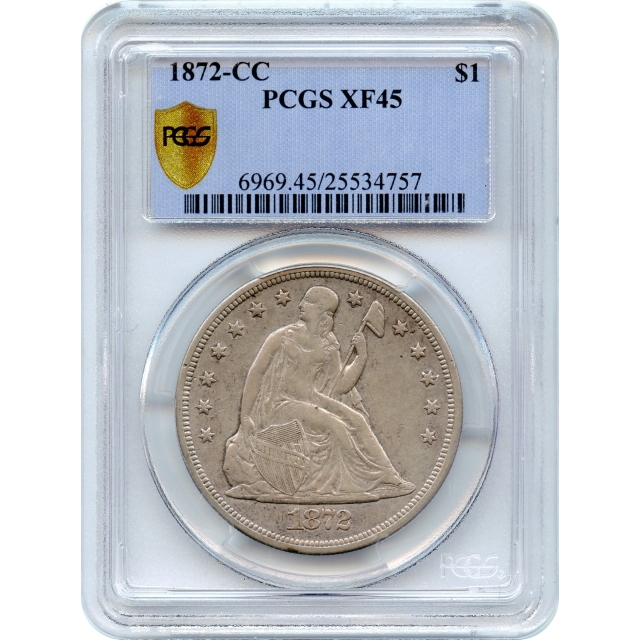 1872-CC $1 Liberty Seated Dollar PCGS XF45