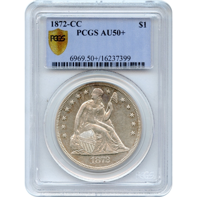 1872-CC $1 Liberty Seated Dollar PCGS AU50+