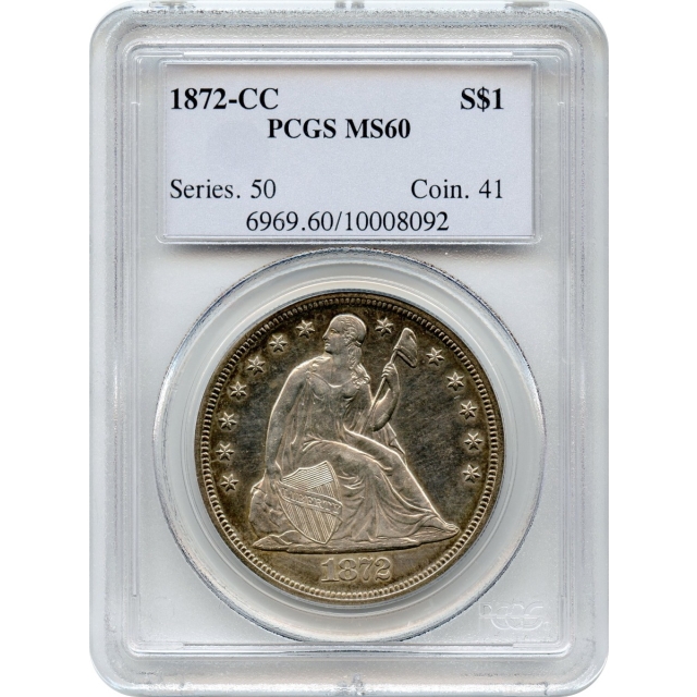 1872-CC $1 Liberty Seated Dollar PCGS MS60