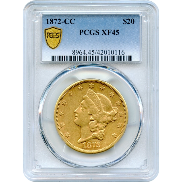 1872-CC $20 Liberty Head Double Eagle PCGS XF45