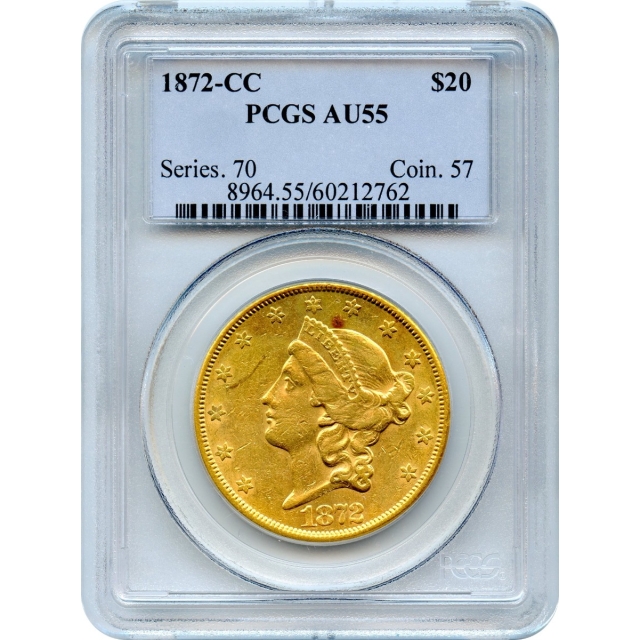 1872-CC $20 Liberty Head Double Eagle PCGS AU55