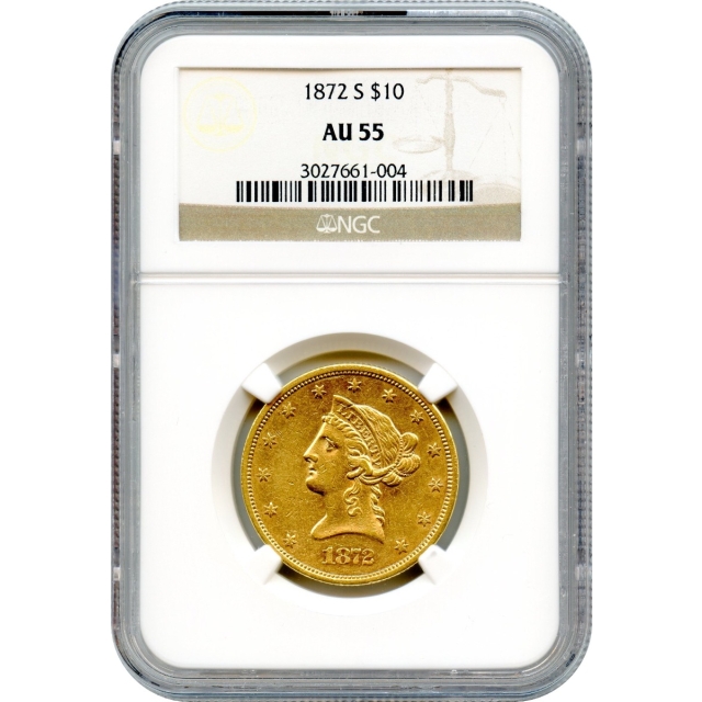 1872-S $10 Liberty Head Eagle NGC AU50