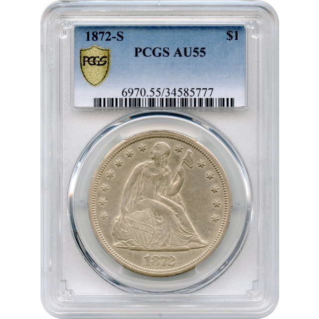 1872-S $1 Liberty Seated Dollar PCGS AU55