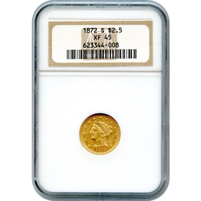 1872-S $2.50 Liberty Head Quarter Eagle NGC XF45