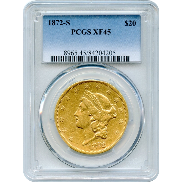 1872-S $20 Liberty Head Double Eagle PCGS XF45