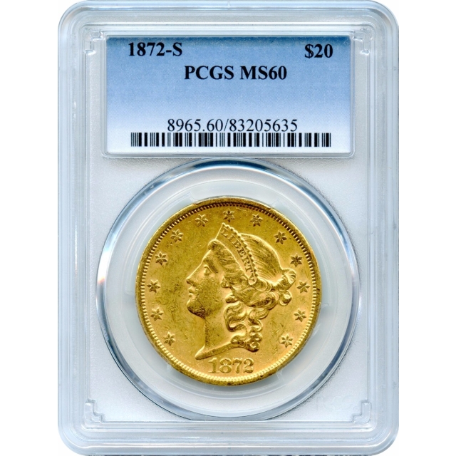 1872-S $20 Liberty Head Double Eagle PCGS MS60