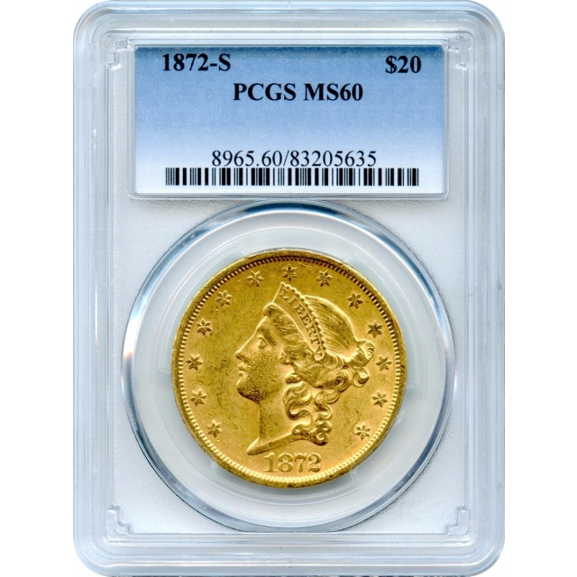 1872-S $20 Liberty Head Double Eagle PCGS MS60