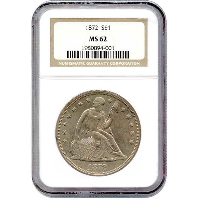 1872 $1 Liberty Seated Silver Dollar NGC MS62