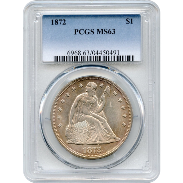 1872 $1 Liberty Seated Dollar PCGS MS63