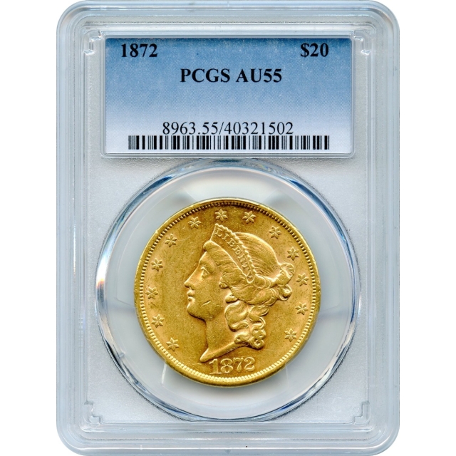 1872 $20 Liberty Head Double Eagle PCGS AU55