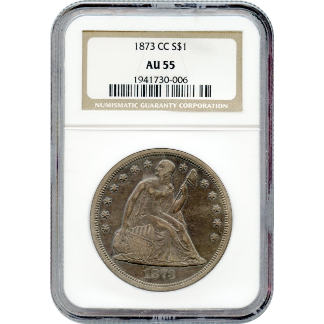 1873-CC $1 Liberty Seated Silver Dollar NGC AU55