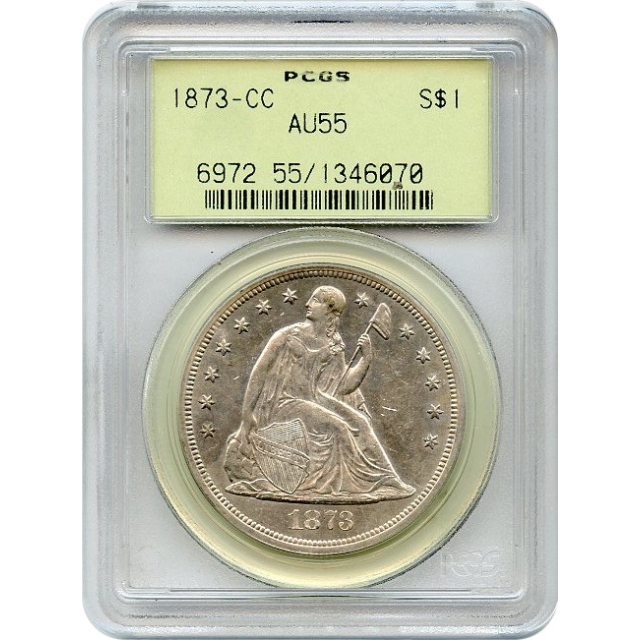 1873-CC $1 Liberty Seated Dollar PCGS AU55