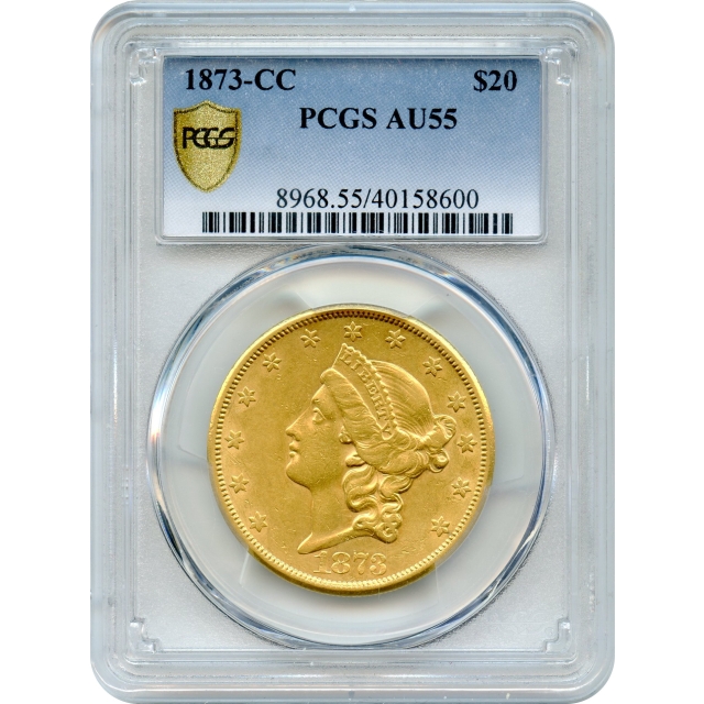1873-CC $20 Liberty Head Double Eagle PCGS AU55