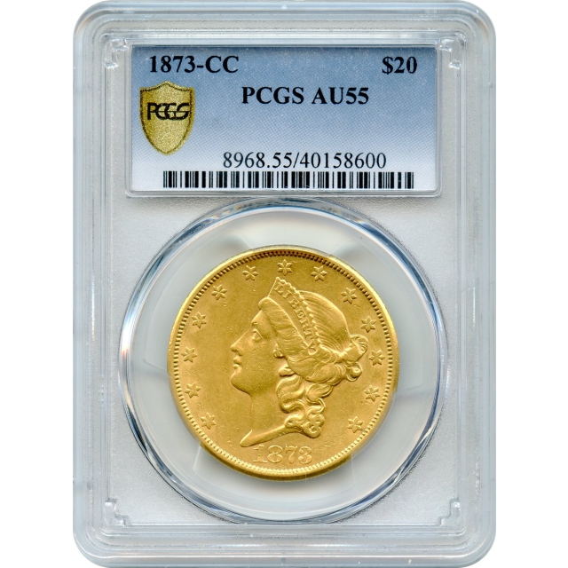1873-CC $20 Liberty Head Double Eagle PCGS AU55