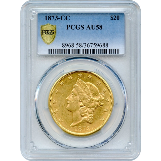 1873-CC $20 Liberty Head Double Eagle PCGS AU58