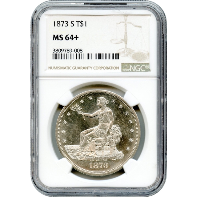 1873-S $1 Trade Silver Dollar NGC MS64+