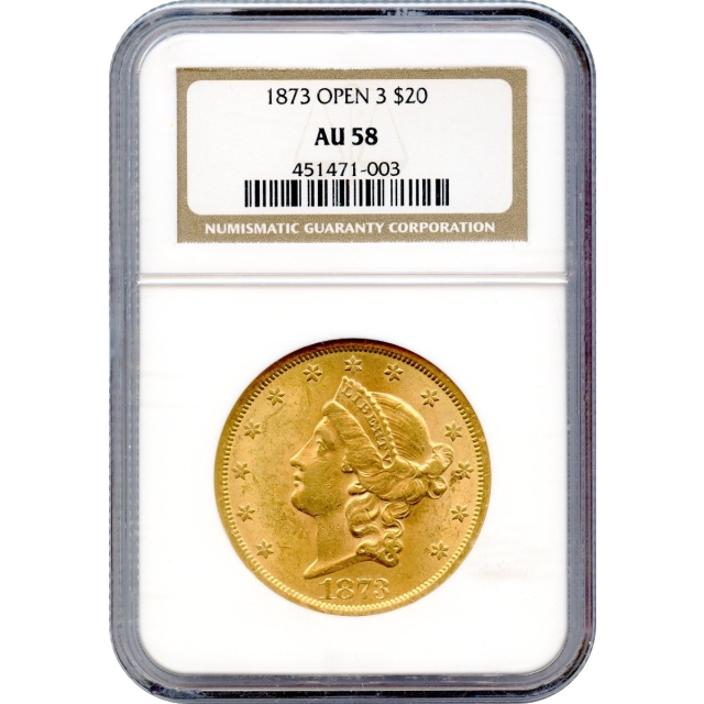 1873 $20 Liberty Head Double Eagle NGC AU58