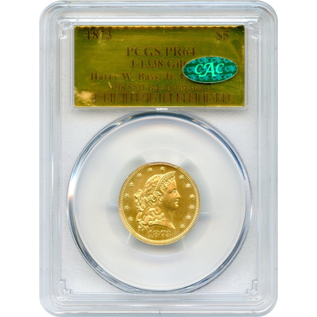 1873 $5 Liberty Head Half Eagle, J-1338 Pattern PCGS PR64 (CAC) - Only 5 Pieces Struck