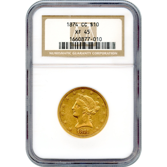 1874-CC $10 Liberty Head Eagle NGC XF45