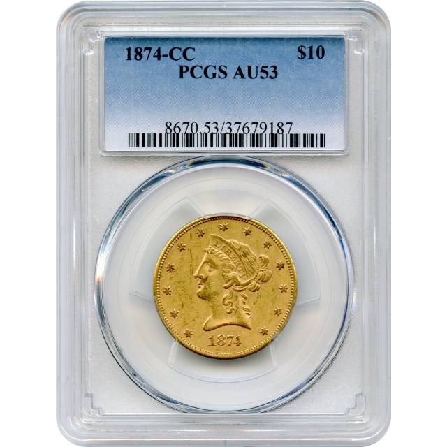 1874-CC $10 Liberty Head Eagle PCGS AU53