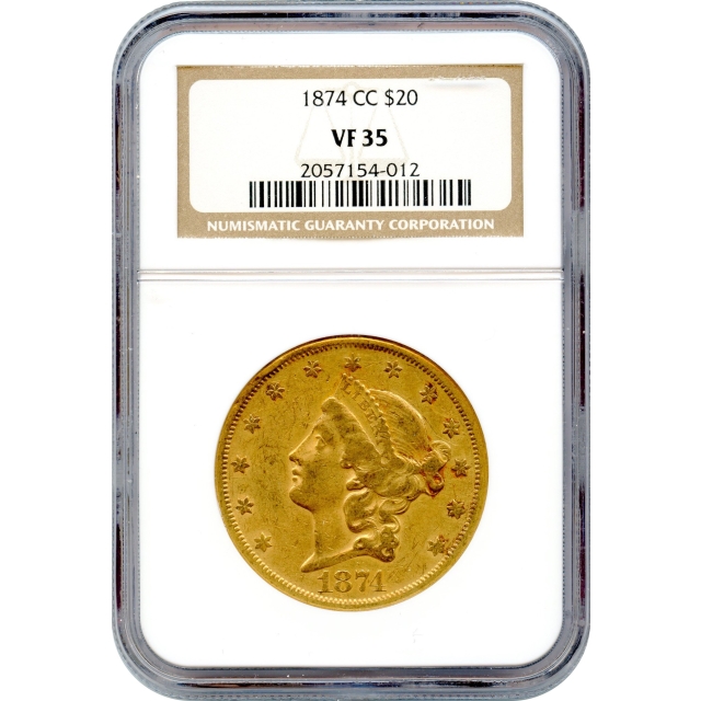 1874-CC $20 Liberty Head Double Eagle NGC VF35