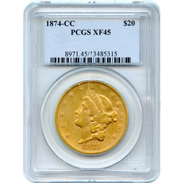 1874-CC $20 Liberty Head Double Eagle PCGS XF45