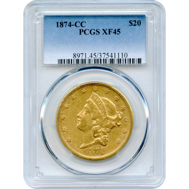 1874-CC $20 Liberty Head Double Eagle PCGS XF45