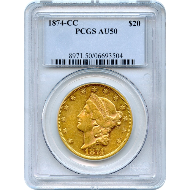 1874-CC $20 Liberty Head Double Eagle PCGS AU50