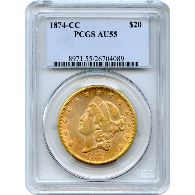 1874-CC $20 Liberty Head Double Eagle PCGS AU55