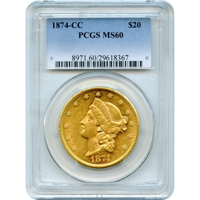 1874-CC $20 Liberty Head Double Eagle PCGS MS60