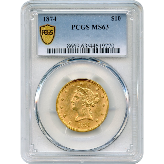1874 $10 Liberty Head Eagle PCGS MS63
