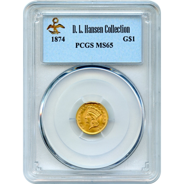 1874 G$1 Indian Princess Gold Dollar PCGS MS65
