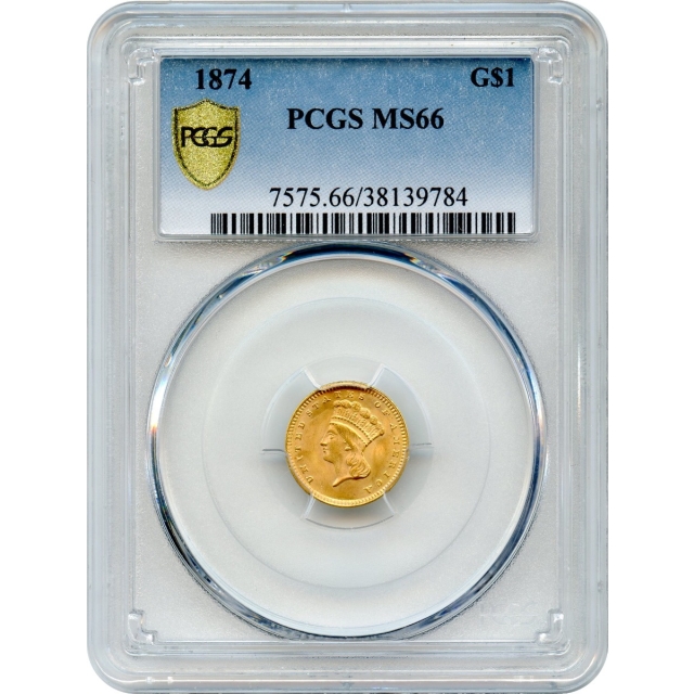 1874 G$1 Indian Princess Gold Dollar PCGS MS66