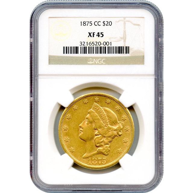 1875-CC $20 Liberty Head Double Eagle NGC XF45