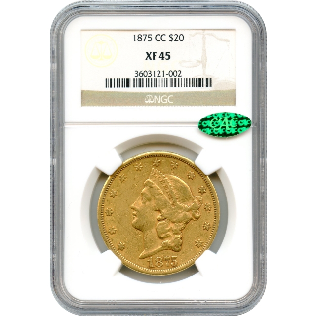 1875-CC $20 Liberty Head Double Eagle NGC XF45 (CAC)