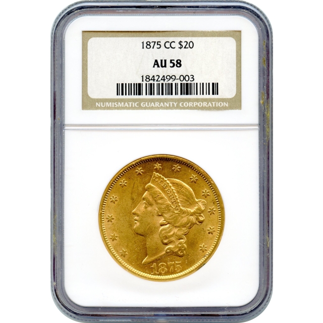 1875-CC $20 Liberty Head Double Eagle NGC AU58