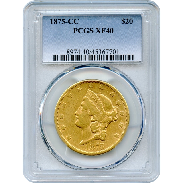 1875-CC $20 Liberty Head Double Eagle PCGS XF40