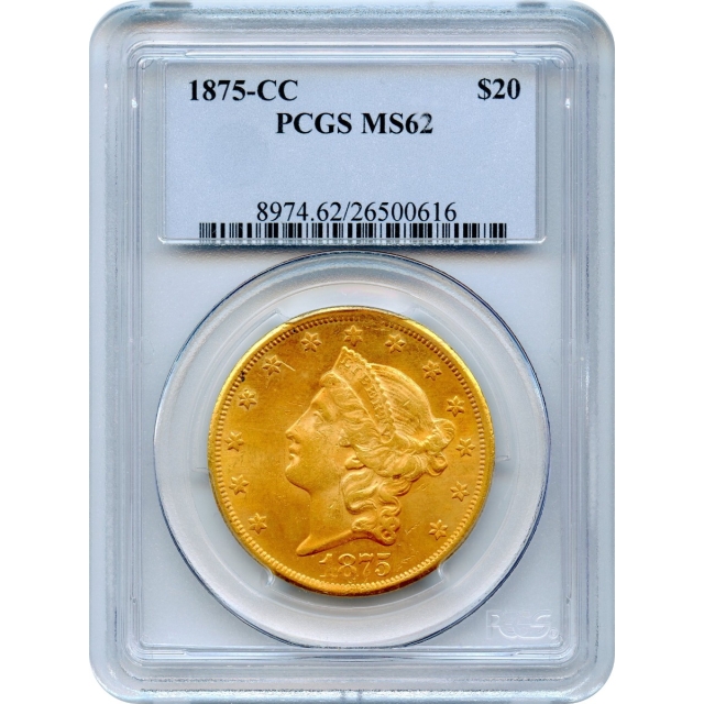 1875-CC $20 Liberty Head Double Eagle PCGS MS62