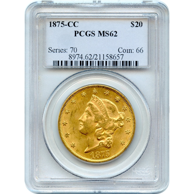 1875-CC $20 Liberty Head Double Eagle PCGS MS62