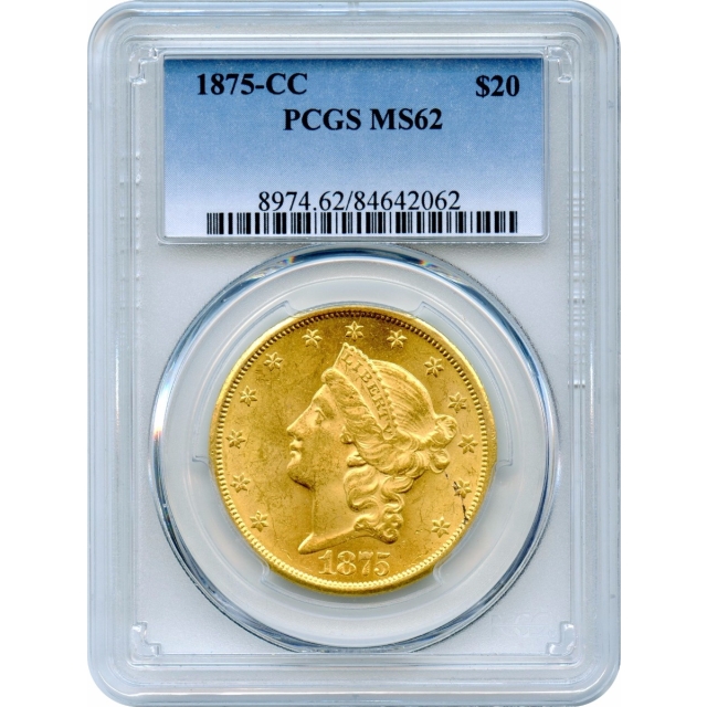 1875-CC $20 Liberty Head Double Eagle PCGS MS62