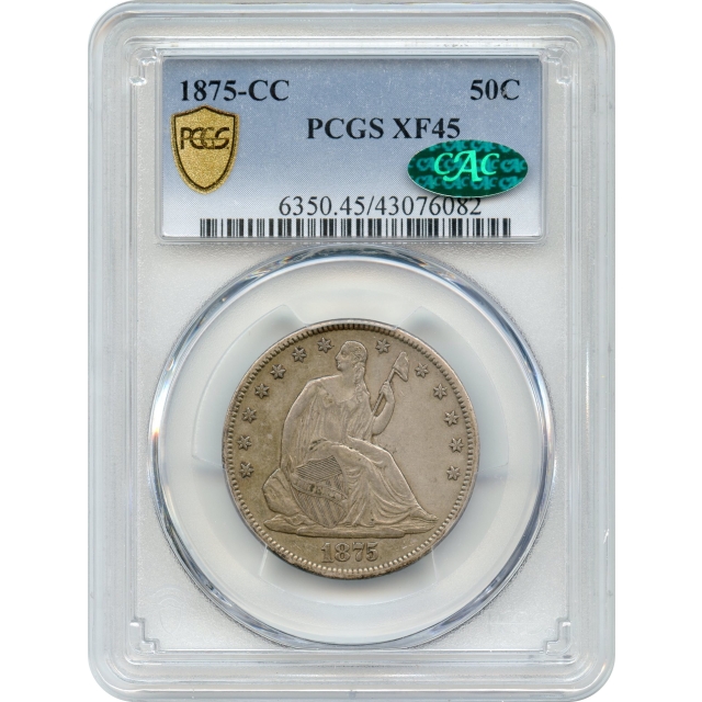 1875-CC 50C Liberty Seated Half Dollar PCGS XF45 (CAC)