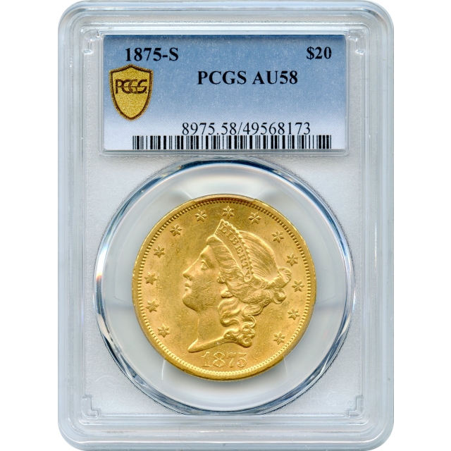 1875-S $20 Liberty Head Double Eagle PCGS AU58