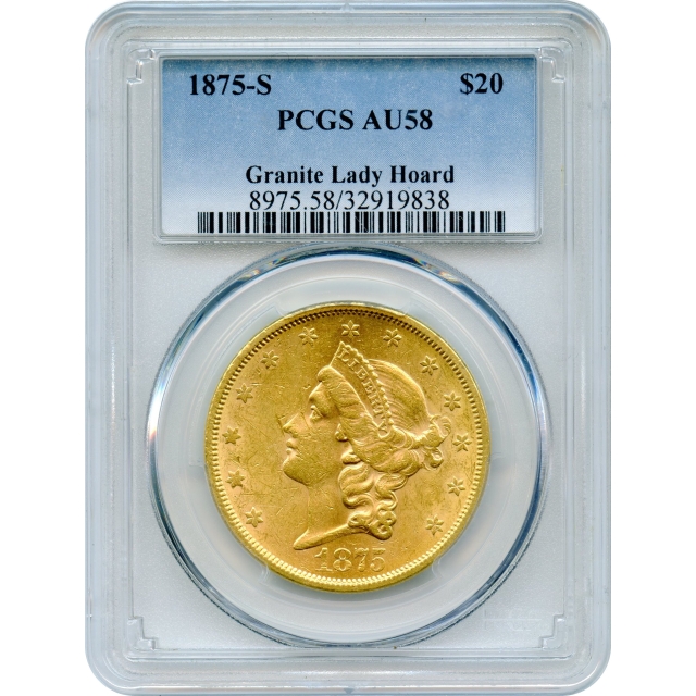 1875-S $20 Liberty Head Double Eagle PCGS AU58 Ex. Granite Lady Hoard